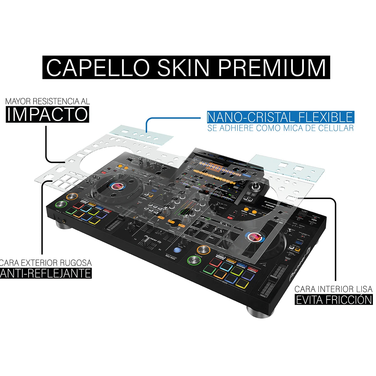 Lamina protectora para Pioneer XDJ-RX3 | Capello Skin Premiun DEP