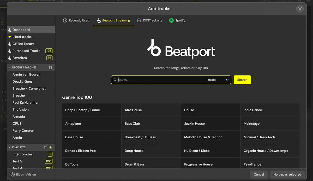 dj.studio beatport import