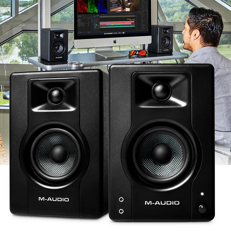 PRO-9 - Soportes para altavoces para monitor de estudio, par negro,  escritorio resistente, soporte de referencia para técnicos de DJ y sonido,  sonido