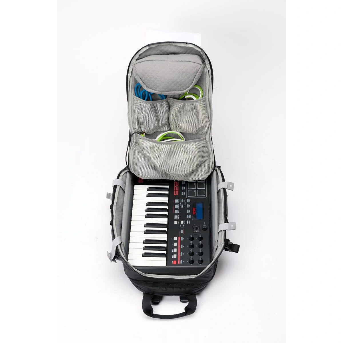 Mochila reciclada con diseño interior modular para equipo electrónico. myhd.cl - Ableton Push 2