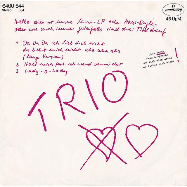 Trio – Da Da Da Ich Lieb Dich Nicht Du Liebst Mich Nicht Aha Aha Aha - Vinilo MYHD.cl