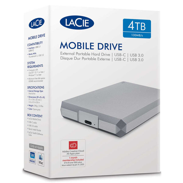 Disco Duro LaCie 4 TB Mobile drive USB-C y USB3