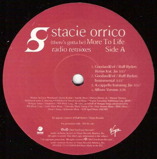 Stacie Orrico – (There's Gotta Be) More To Life (Radio Remixes) (Vinilo usado) (VG+) ruidos al inicio de cada lado no afecta reproducción