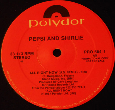 Pepsi And Shirlie* – All Right Now