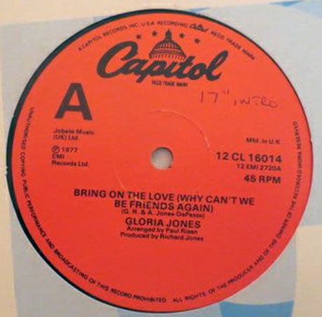 Gloria Jones – Bring On The Love (Why Can't We Be Friends Again)