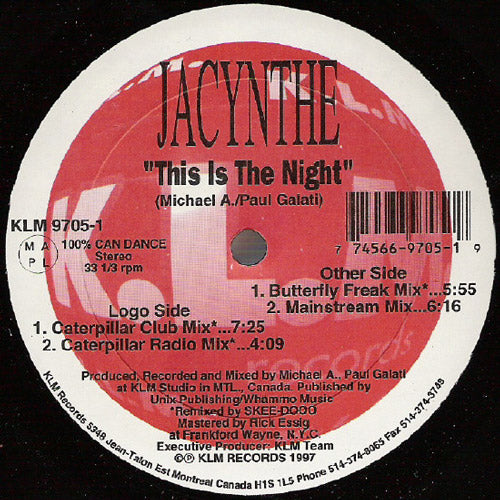 Jacynthe – This Is The Night (Vinilo usado) (VG+) box 6