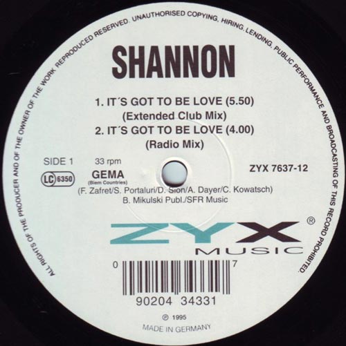 Shannon ‎– It's Got To Be Love / To Be Loved (Vinilo usado) (VG+)